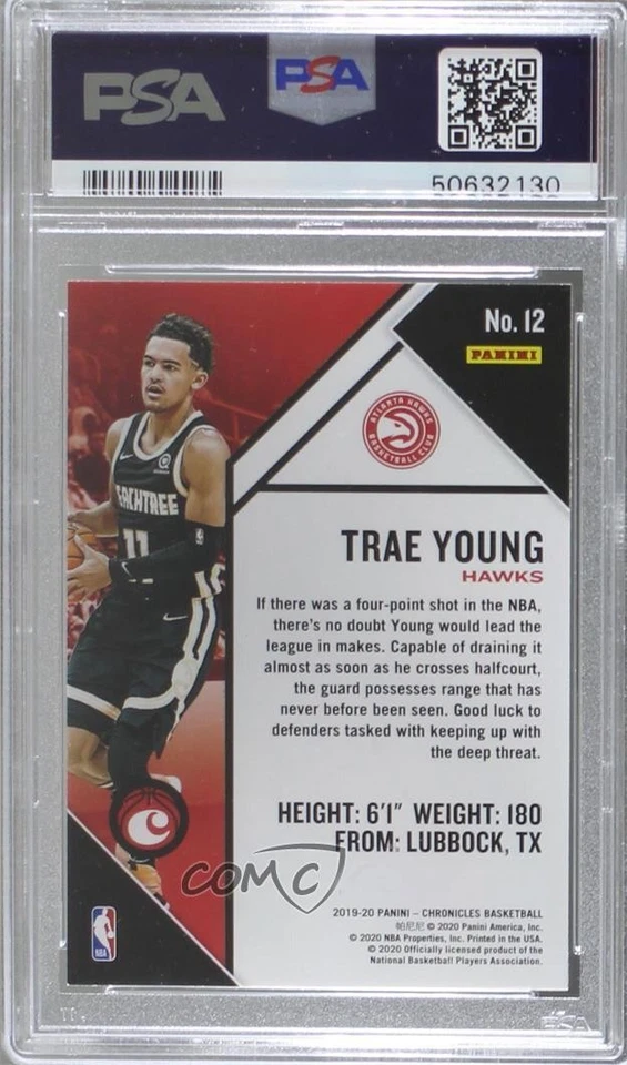 2019-20 Panini Chronicles Green Trae Young #12 PSA 9 MINT - Image 2 of 2