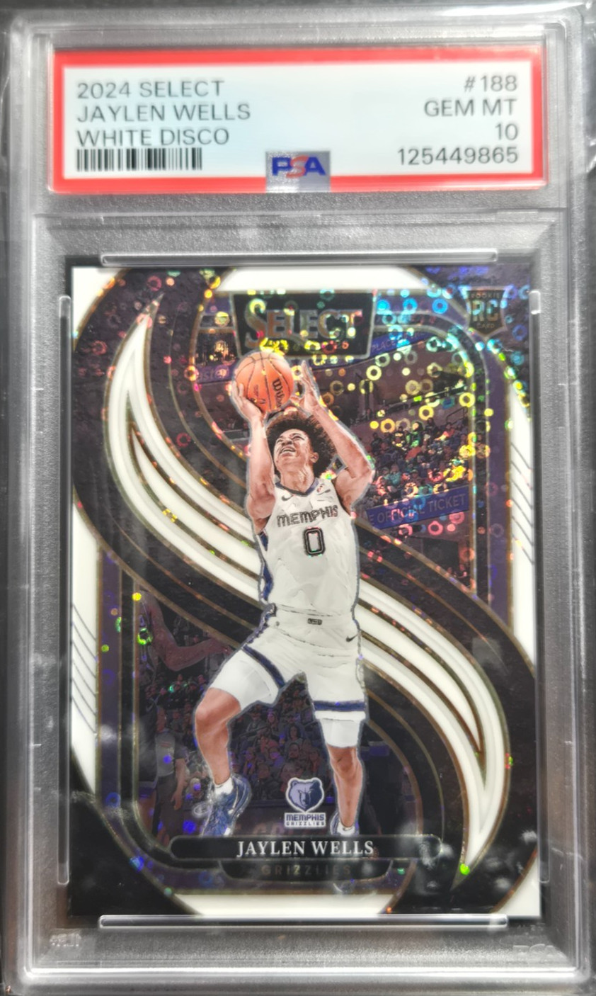 2024 PANINI SELECT WHITE DISCO #188 JAYLEN WELLS ROOKIE RC /75 PSA 10