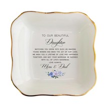 BAT TRANG Ceramic Jewelry Dish, 3.5" x x 0.8", Our Beautiful Daughter 