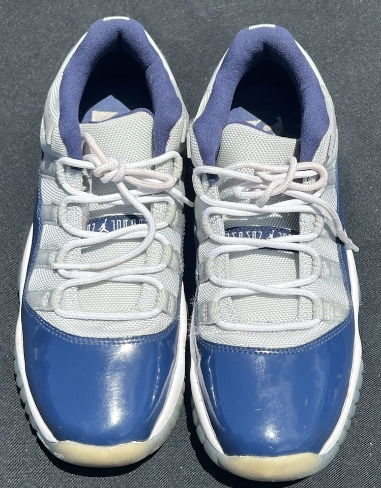 Nike Air Jordan Retro 11 Low Georgetown GS 7Y= 8.5W Grey Navy Blue 528896-007 - Image 2 of 4