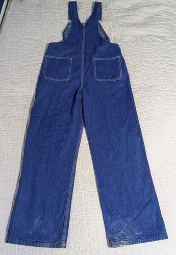 LIBERTY Blue Jean DENIM Bib Overalls 100% COTTON Green Trim Youth Boys Size 14 - Picture 12 of 14