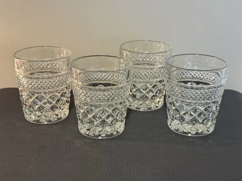 Set of 4 Vintage Anchor Hocking Wexford Old Fashioned On the Rocks Tumblers 3.75