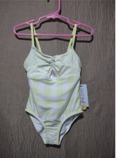 Girls' Gingham Check One Piece Swimsuit - Cat  Jack  Green XS 4/5