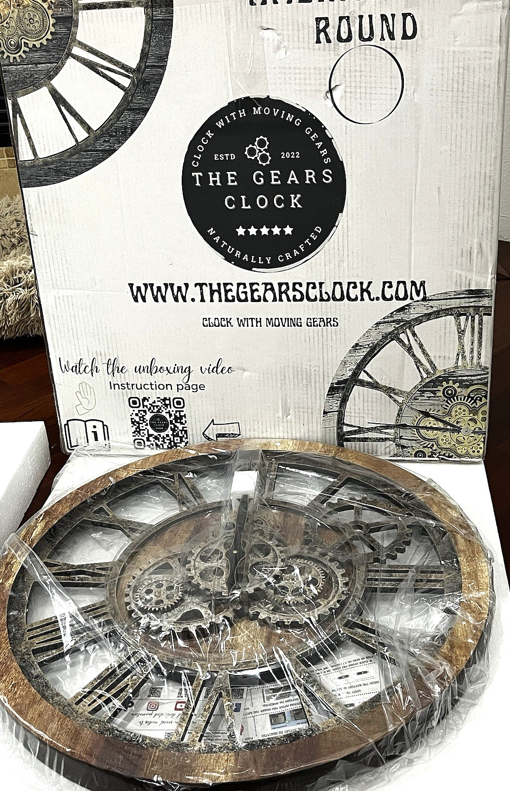 The Gears Clock AMERICA LINE WALL CLOCK ROUND 24 INCH VINTAGE BROWN NIOB