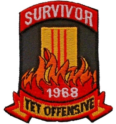 TET OFFENSIVE SUVIVOR (1968) Embroidered Shoulder Patch 3-1/2'' Iron-On (0391)
