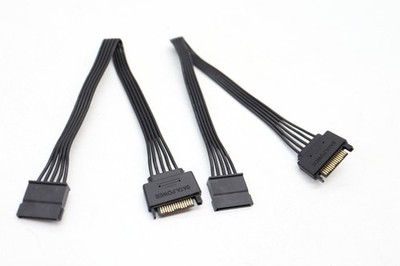 SATA 15-Pin Male to Female - 12'' Extension Power Cables | Black Ribbon - 2 Pack*