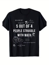 Fun Geeky Math T-Shirt - '5 Out of 4 People Struggle with Math' Design, 100 Cot