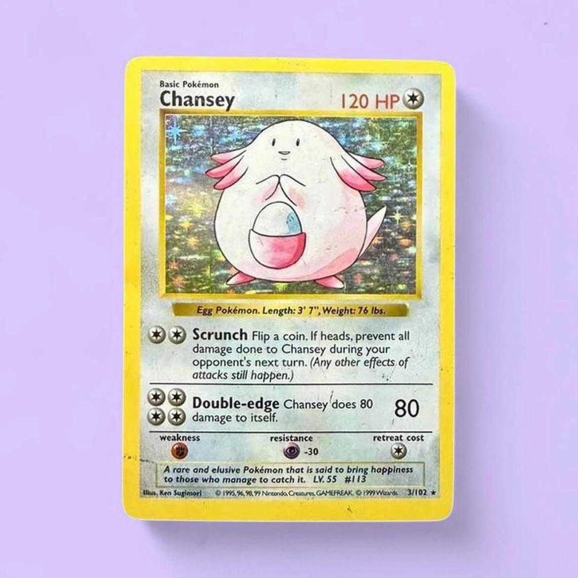 Pokemon Card • Chansey Shadowless Base Set 3/102 • 1999 Vintage 📟
