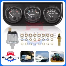 2" 52mm 3-in-1 Auto Car Triple Gauge Set Kit Water Temp Oil Pressure Volt Meter