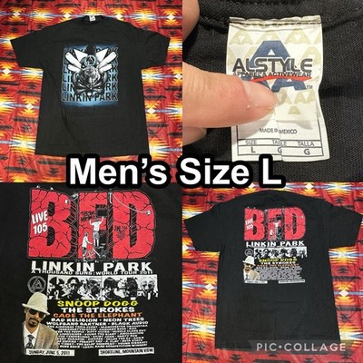 BFD Live 105 2011 Linkin Park Snoop Dogg The Strokes Black T-Shirt Men s Large