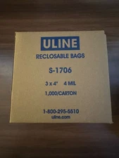ULINE 3x4” 4 MIL 1,000 Reclosable Bags