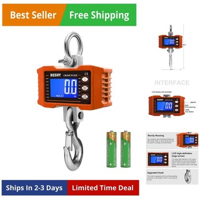 Digital Crane Scale 2200lb/1000Kg Digital Hanging Scale Industrial Heavy Duty...