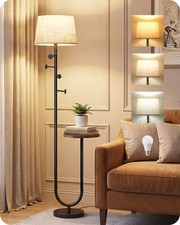 Floor Lamp with Table, Modern Standing Lamp with Shelf and Coat Rack, 3 Color...