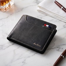 Wallet Slim Compact Trifold Wallet, 9 Card Slots, Gift Slim, PU Leather
