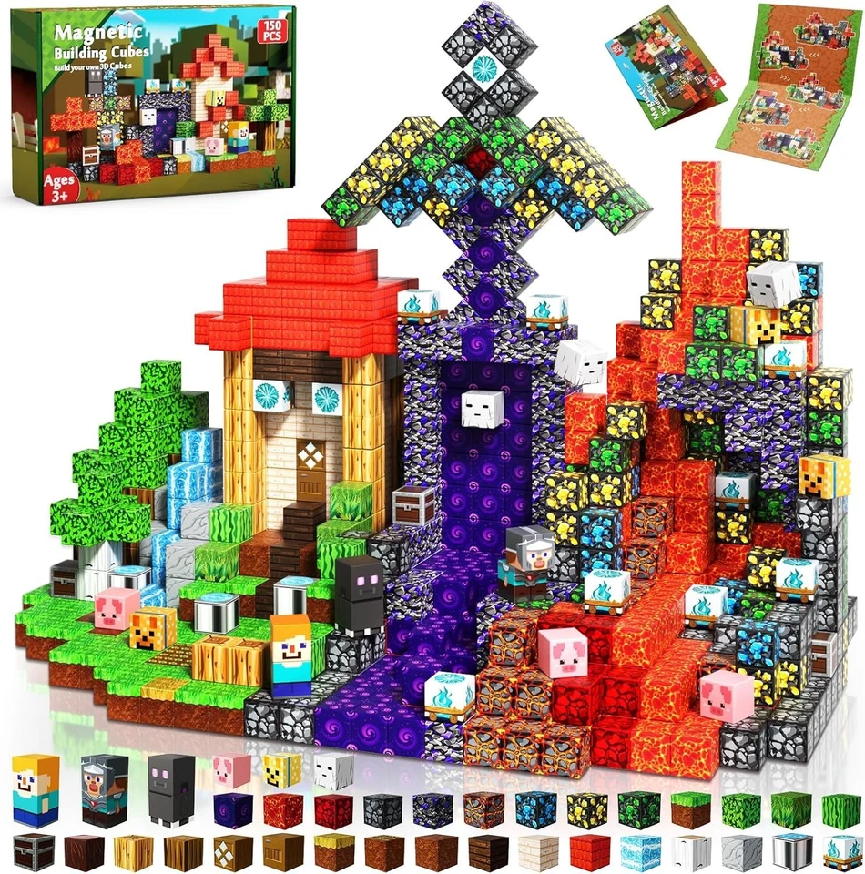 Annexfun Magnetic Blocks - 150PCS Magnetic Building Blocks Forest Portal Buildin