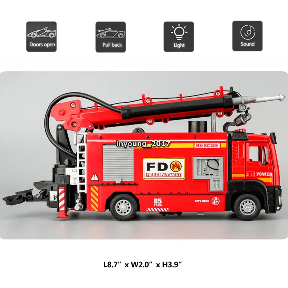 Ladder Fire Engine Toy Model Diecast Toy Car Fire Truck Toys for Boys Kids Gifts - Image 2 of 4