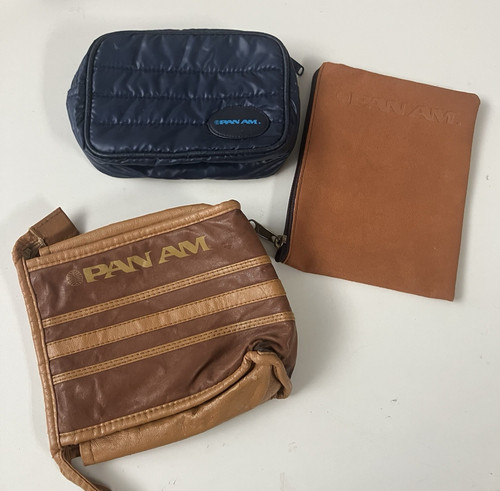 Lot Of 3 VTG TWA Airlines Cosmetic Bag Pouch Makeup Pouch Trans World aviation