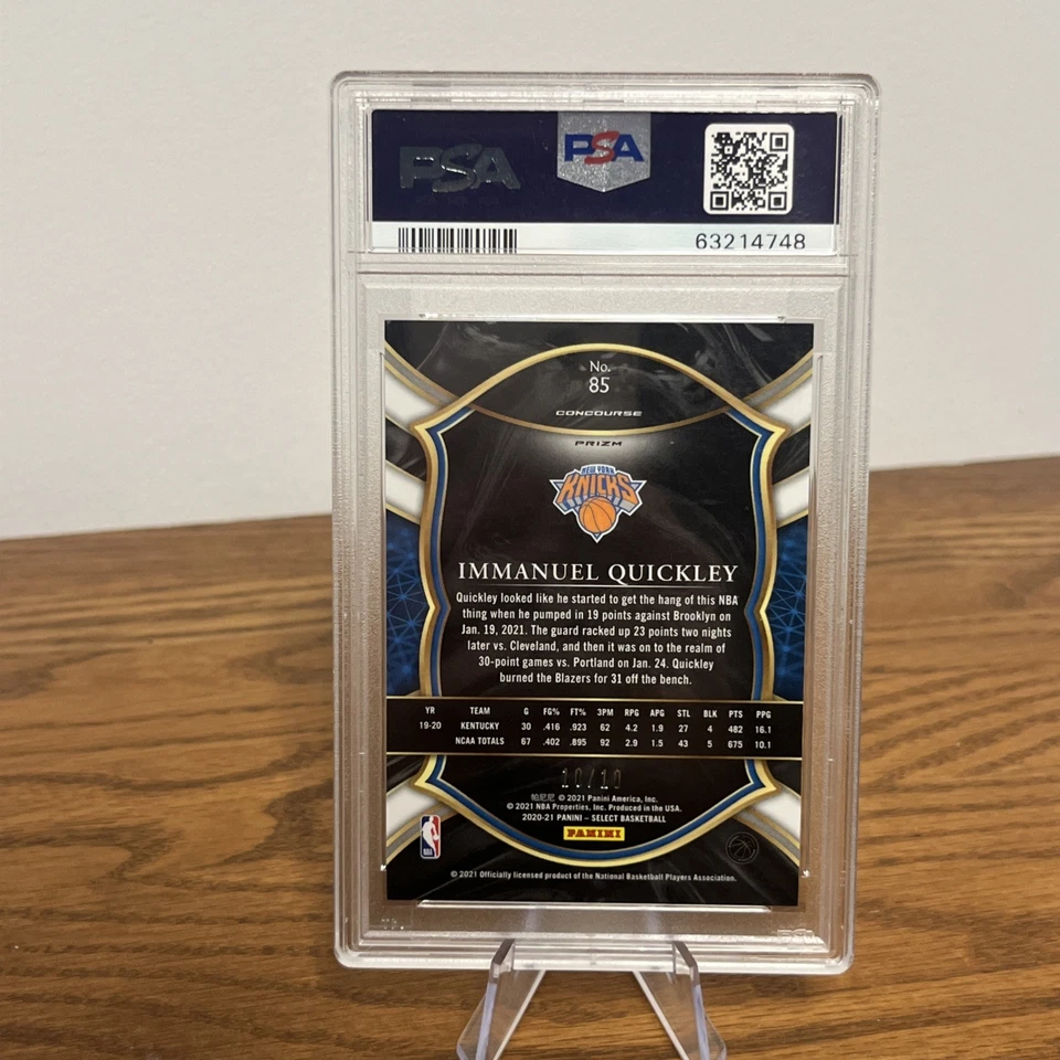 PSA 10 2020 Immanuel quickley Panini Select Gold Disco Prizm /10 Rookie Knicks - Image 2 of 2