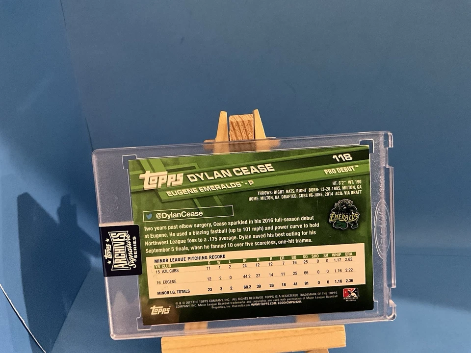 2017 Topps Pro Debut #118 Dylan Cease   2020 Topps Archives  3/5 Auto Cubs  Rare - Image 2 of 3