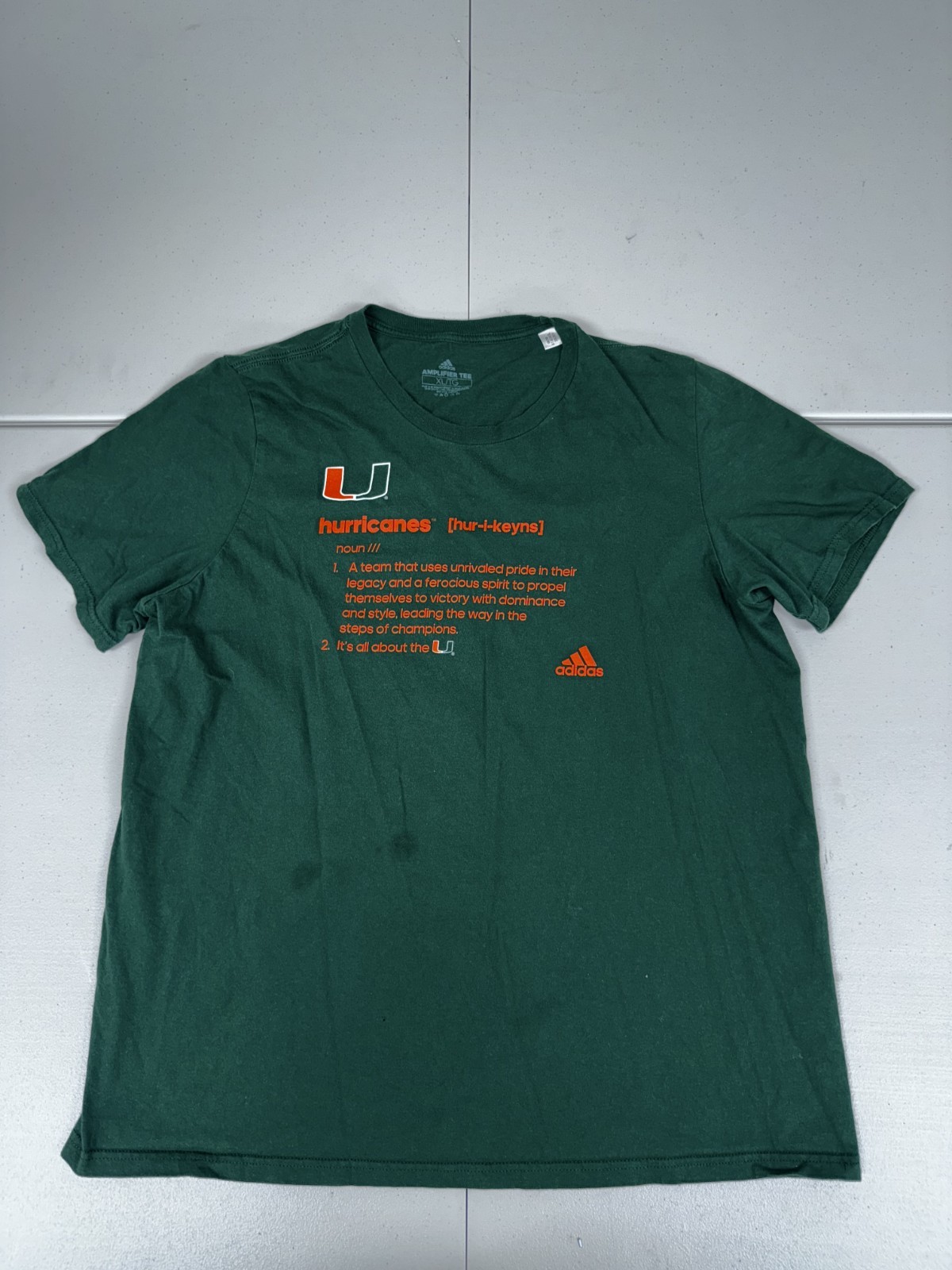 Miami Hurricanes adidas Short Sleeve Shirt Men's Green Used Size XL