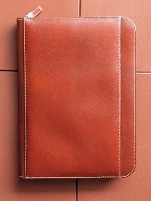 BRAND NEW Italian Leather Deluxe Portfolio / Zippered Padfolio/ Vintage NIB L@@K