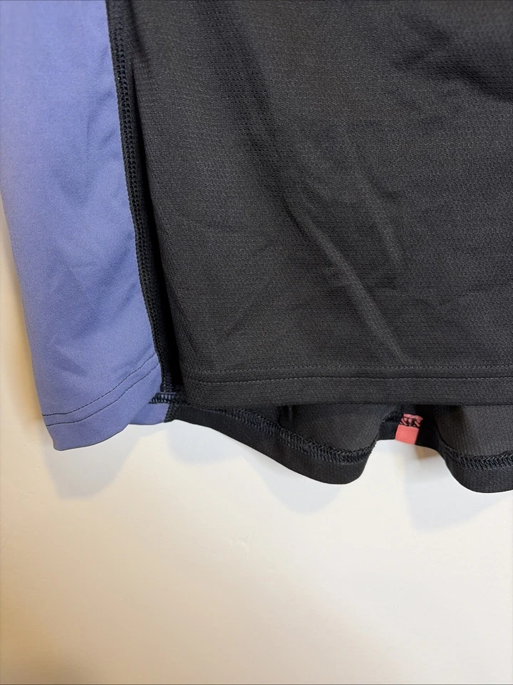 Camisa Reebok Talla S Para Mujer 1/4 Cremallera Elastizada Top Pulgar Agujero Azul Negro Athleisure Foto 3 de 4