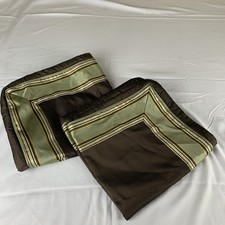 CROSCILL Bellagio Pair of Euro Pillow Shams Green / Brown Stripes 26" x 26"