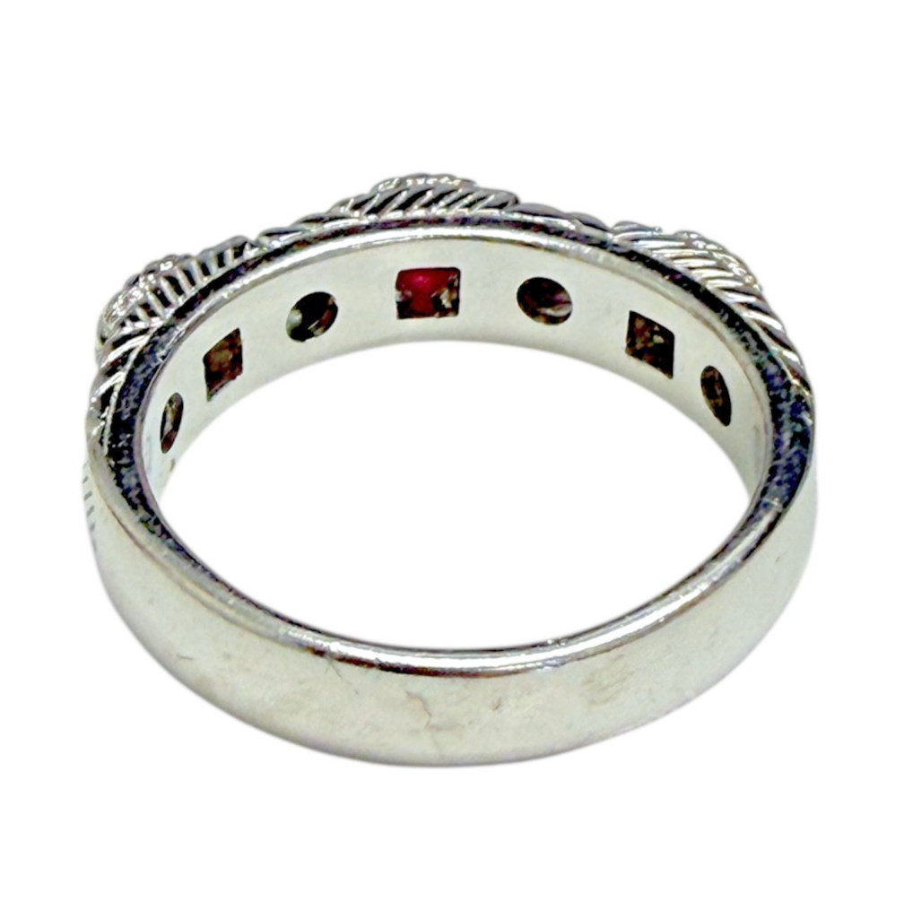 Judith Ripka 925 Sterling Silver Ruby Ring Size 9… - image 5