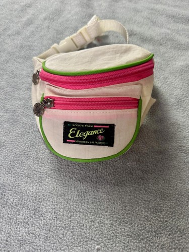 vintage 90s neon fanny pack waist bag pink green sport pack retro - Image 1