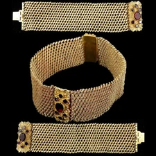 Georgian Pinchbeck Pair of Garnet Bracelets or Choker Necklace