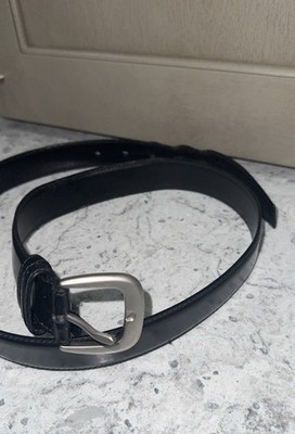 Salvatore Ferragamo Black Leather Belt Silver Hardware Iconic Classic, sz S $_12.JPG?set_id=880000500F main image 3