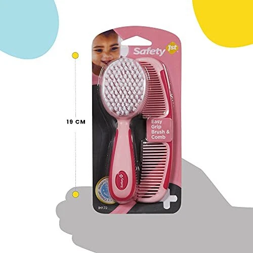 Safety 1st 2 Piece Baby Brush and Comb Set Soft Grip Ergonomic Handles Pink - Image 4 of 4