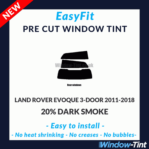 EasyFit Static Pre Cut Tint For Land Rover Evoque 3-door 2011-18 - 20% Dark Rear - Picture 1 of 3