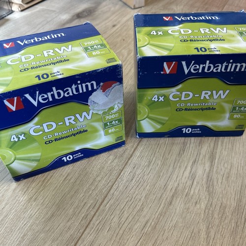 2x BOXES - Verbatim 10 pack CD-RW 700MB 4x Speed 80min CD-RW Jewel cased cdrw