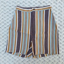 Vtg Unbranded High Waist Striped Selvedge Cotton Shorts Cort Zipper - XS