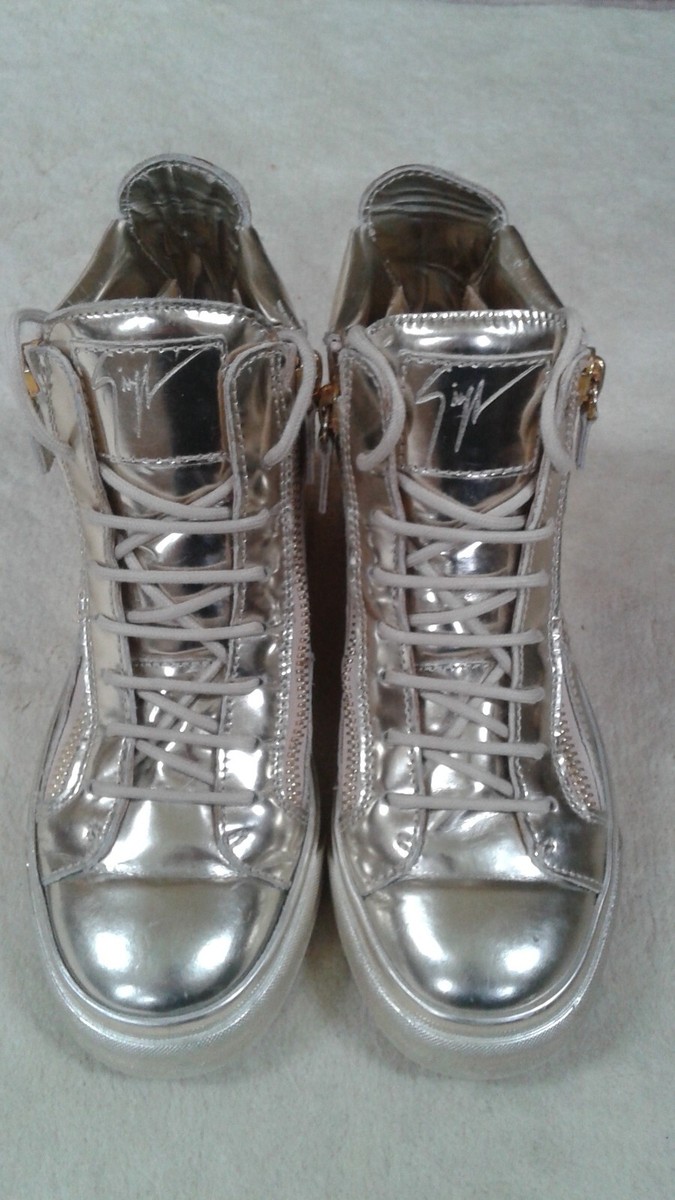GIUSEPPE ZANOTTI WOMEN HIGHTOP SNEAKERS SIZE 36/6 GOLD COLOR