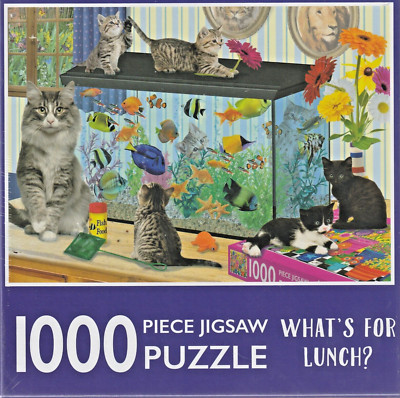 WHAT S FOR LUNCH Kittens On Fish Tank 1,000 Piece Jigsaw Puzzle Sealed