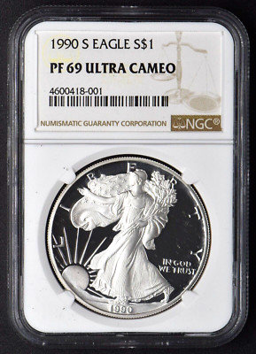 1990-S Silver Eagle PF-69 NGC Ultra Cameo San Francisco $1