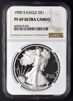 1990-S Silver Eagle PF-69 NGC Ultra Cameo San Francisco $1