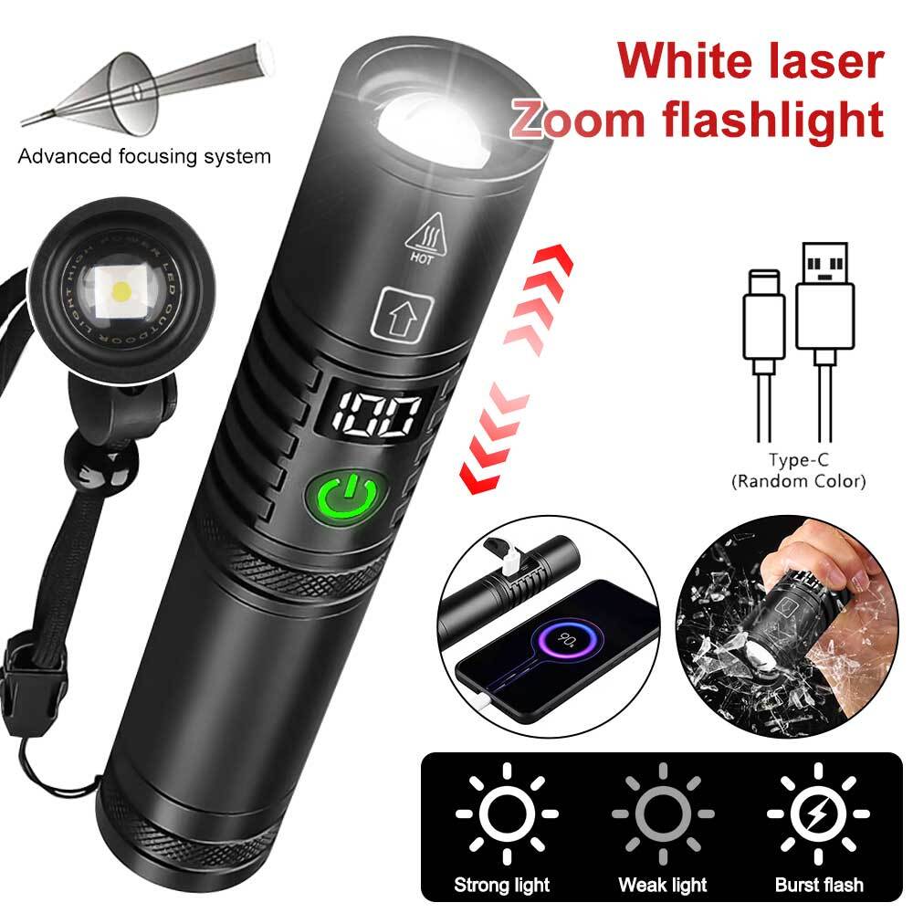 50000000 Lumens Super Bright LED Flashlight Rechargeable Work Light USA