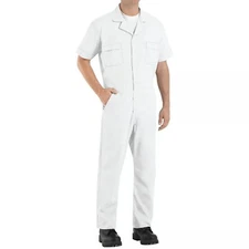c12 Red Kap Speedsuit White Short Sleeve Men's Zip-Front Work Coverall M _ RG