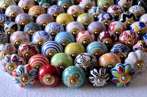 20 Pcs Wholesale Lot Vintage Look Ceramic Door Knobs Cabinet Drawer Pull Handle - Picture 5 of 6