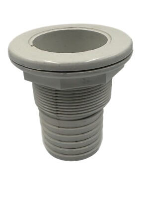 Marine East 6106W 2'' Flat Thru Hull w/ Barb & Nut - White