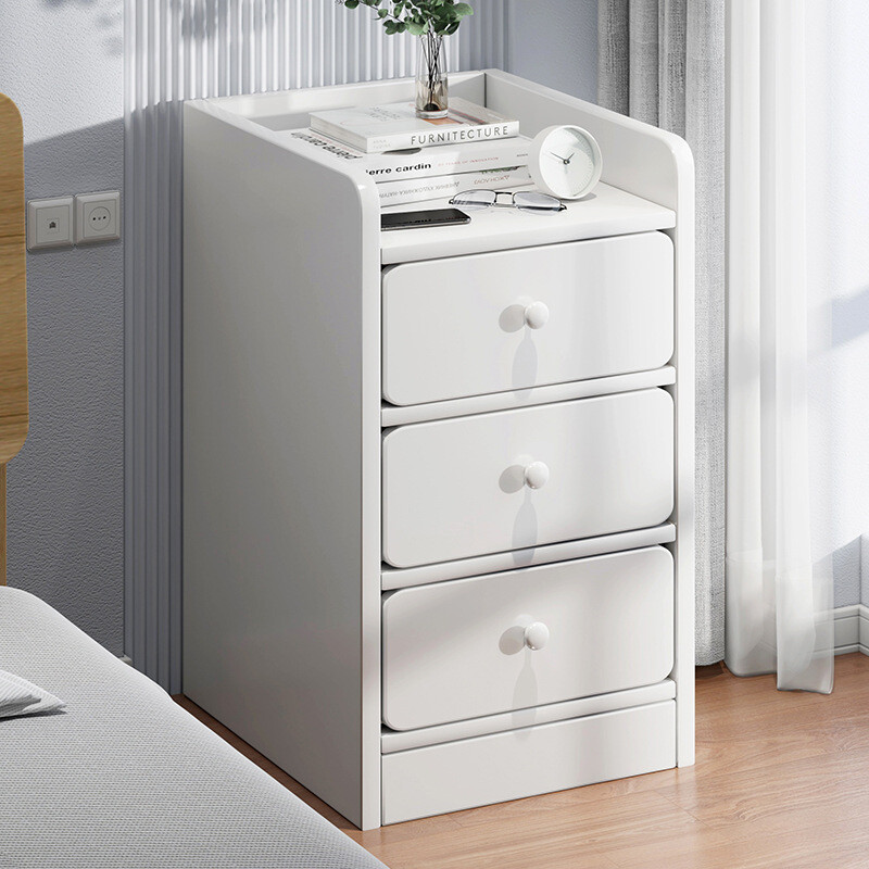 Wooden Small Side Table Slim Narrow Night Stand Bedside 3 Drawer
