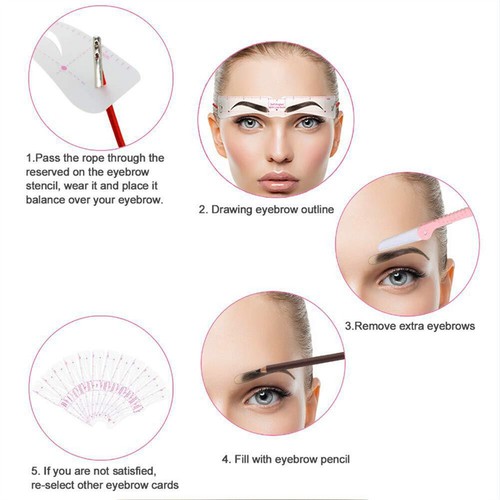 14 pezzi 12 stili stencil per sopracciglia modello per modellare trucco bellezza strumento per toelettatura fai da te - Foto 7 di 12