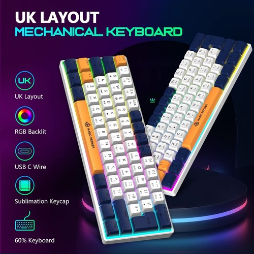 60% Wired Mechanical Keyboard Mixed Color,PBT Dye-Sub XDA Keycaps,RGB for Gamers - Picture 26 of 63