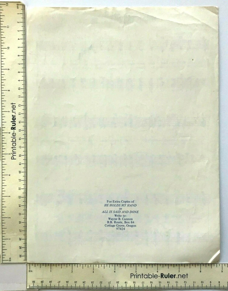 He Holds My Hand Cannon 1968 Sheet Music Piano Religious Christian Inspirational - Image 3 of 3