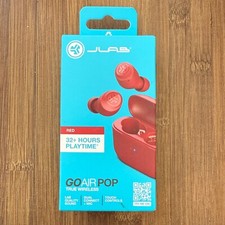 JLab Go Air Pop True Wireless Bluetooth Earbuds  Charging Case, Red SALE 