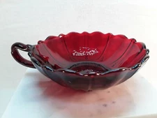 Vintage* Ruby Red Glass* Handled *Serving Saucer/* Tidbit Dish* 5 "inch diameter