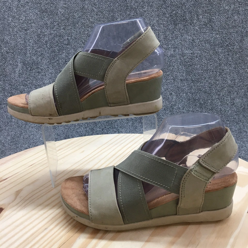 Sandalias Earth Origins para mujer 7M Cadence Carren con cordones verdes informales tacón de cuña Foto 3 de 4